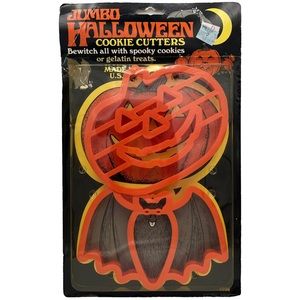 Vintage Halloween Jumbo Cookie Cutters Bat & Jack-O-Lantern Made In USA Ensor